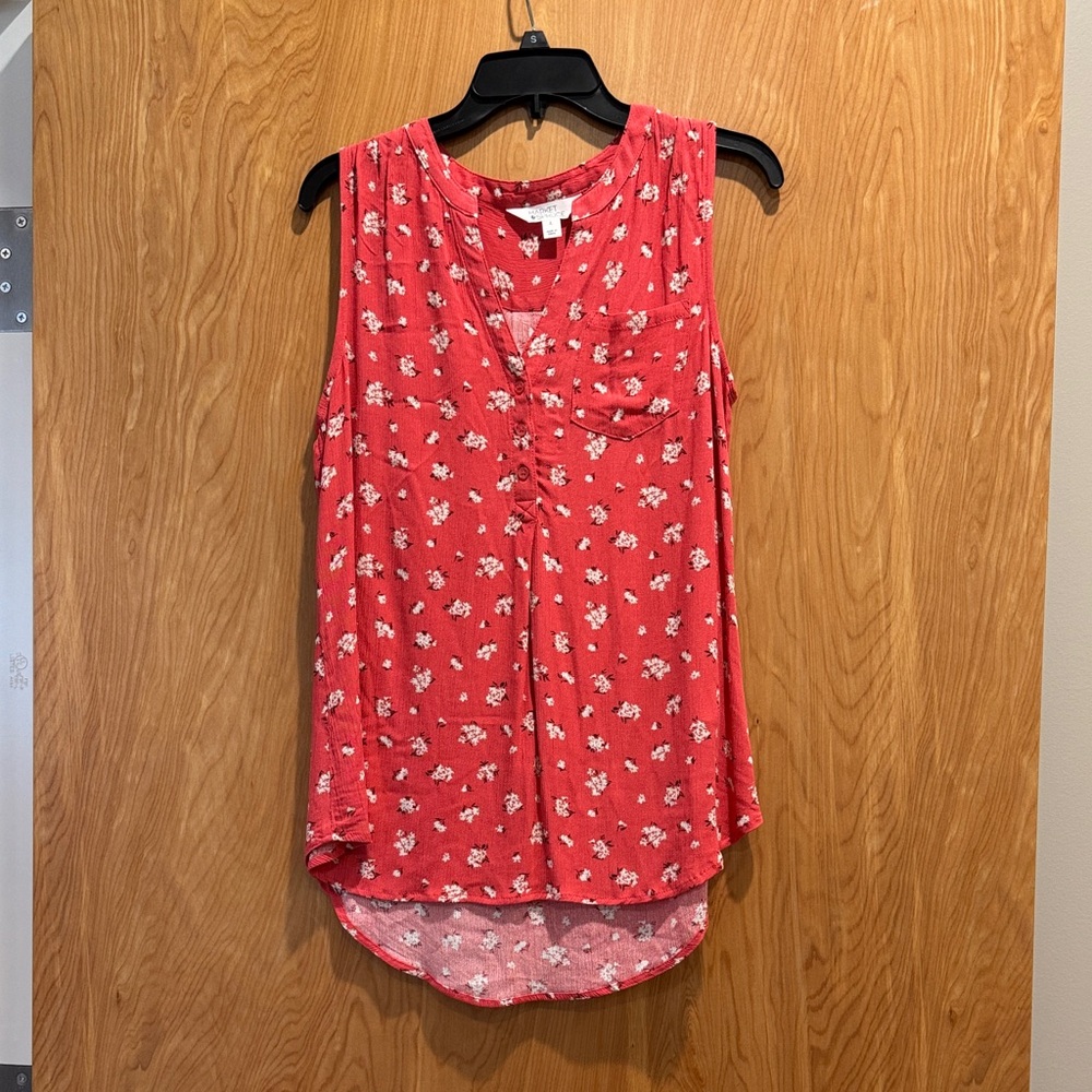 Market & Spruce Floral Sleeveless Blouse - Coral